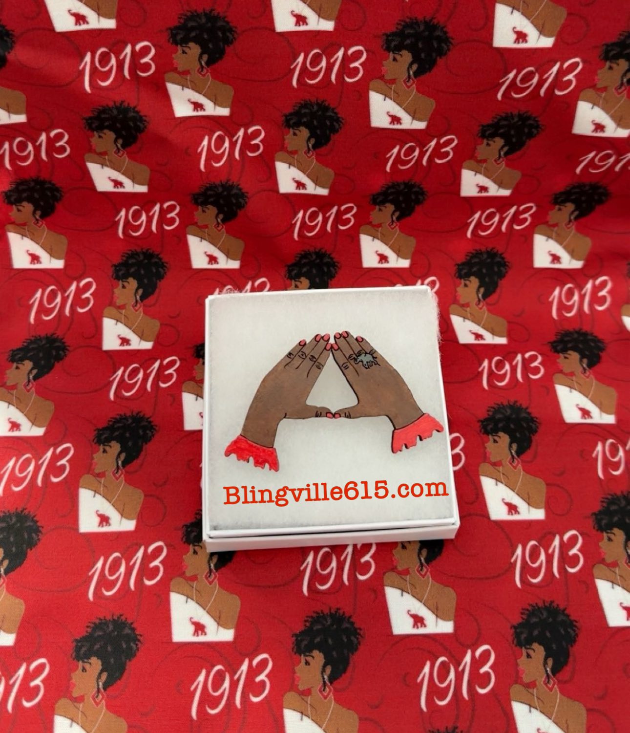 Hand-Painted D9 Greek Hand Sign Pendant