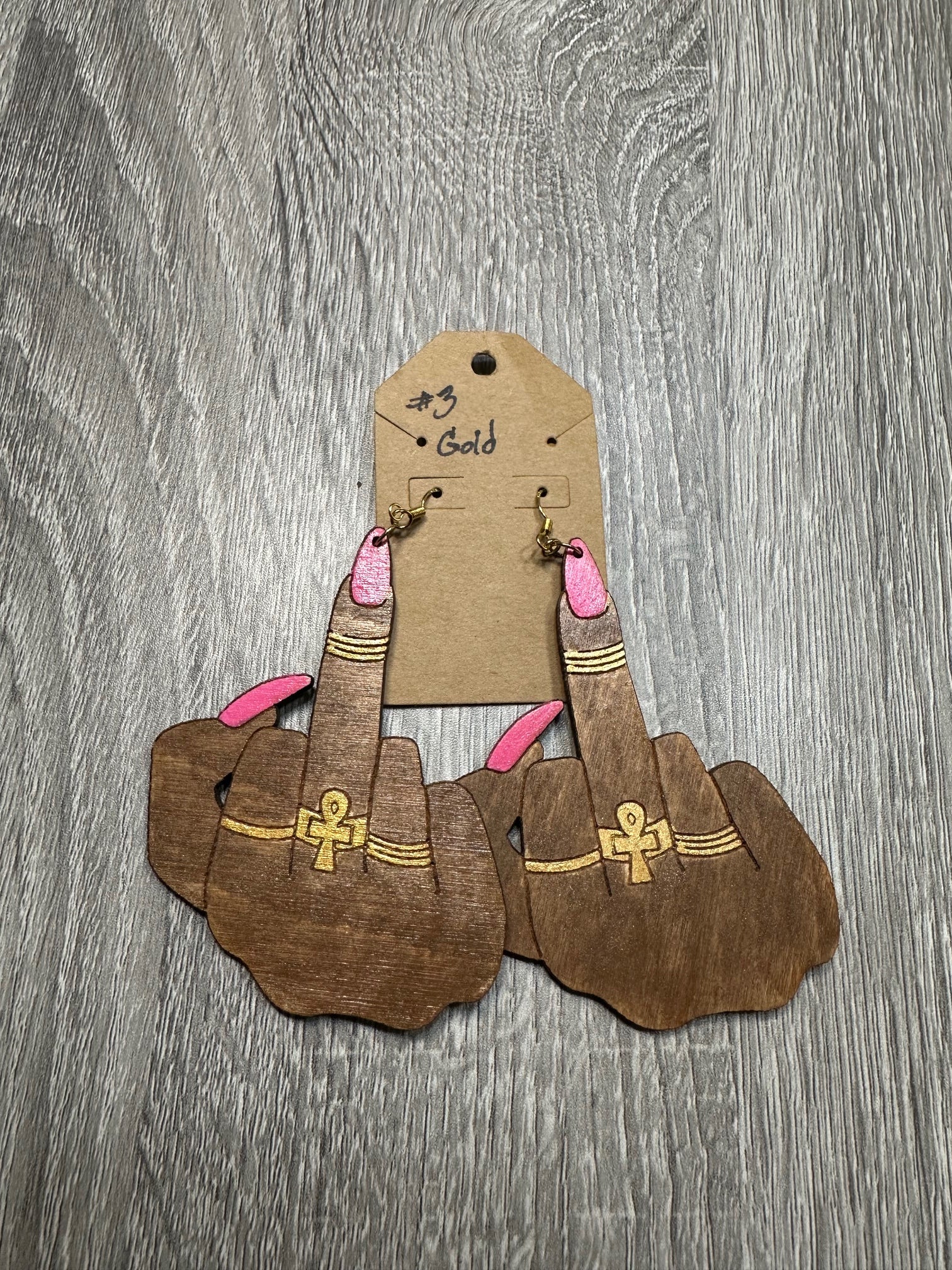 Hand-Painted Middle Finger Earrings Style #3