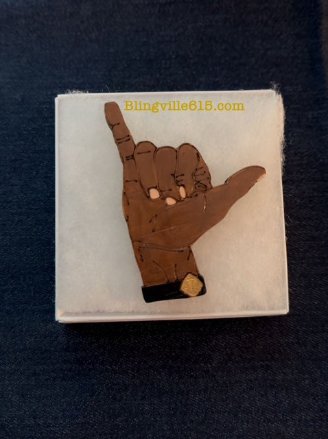 Hand-Painted D9 Greek Hand Sign Pendant