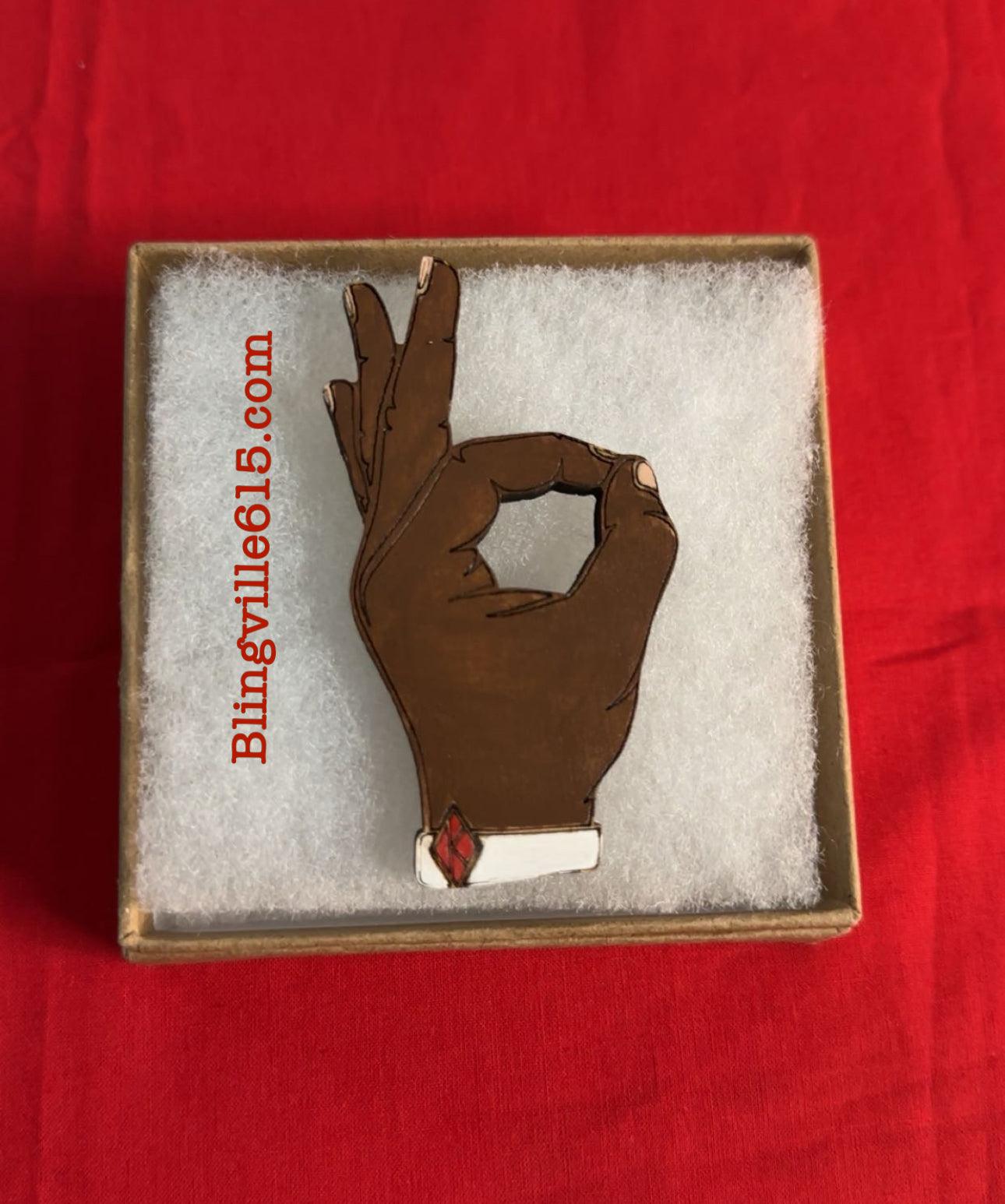 Hand-Painted D9 Greek Hand Sign Pendant