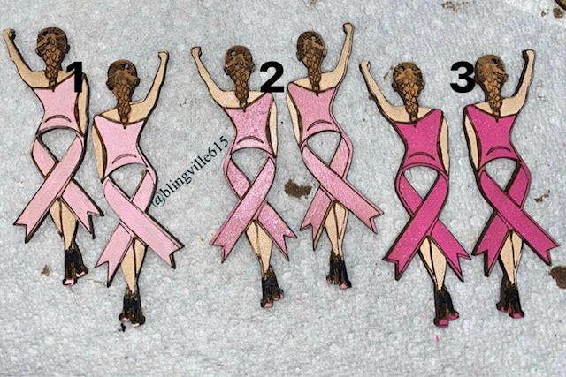 Breast Cancer Earrings Caucasian Woman