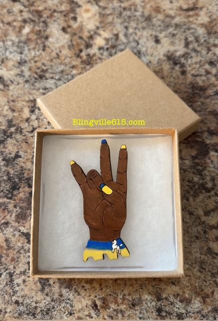 D9 Hand-Painted Hand Sign Pindant